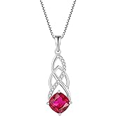 Blaniy Infinity Necklace 925 Sterling Silver Celtic Knot Pendant Princess Cut Birthstone Necklace Jewelry Gifts for Women