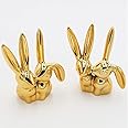 Hananona Gold Ceramic Bunny Figurines (2-Pack) - 3.15" Easter Decor & Ring Holders