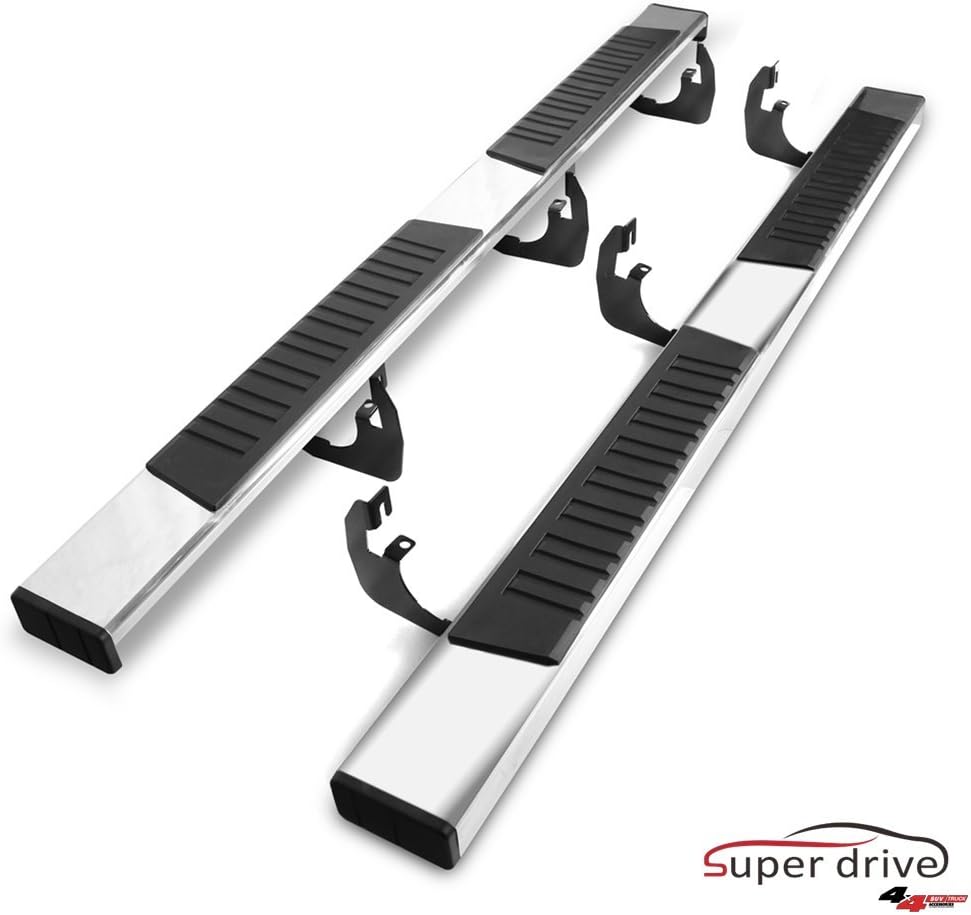 SUPER DRIVE C08S0823-Running Boards for 2009-2018 Dodge Ram Crew Cab 83''Long Polished Stainless Steel Nerf Bars Side Steps Side Bars with 6' Non-Slip Black Pad