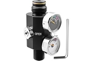 AUGREX Dual Gauge Compressed Air Regulator Adjustable, Input 4500psi Output 0 to 3000psi, M18*1.5 or 5/8"-18UNF to G1/2-14