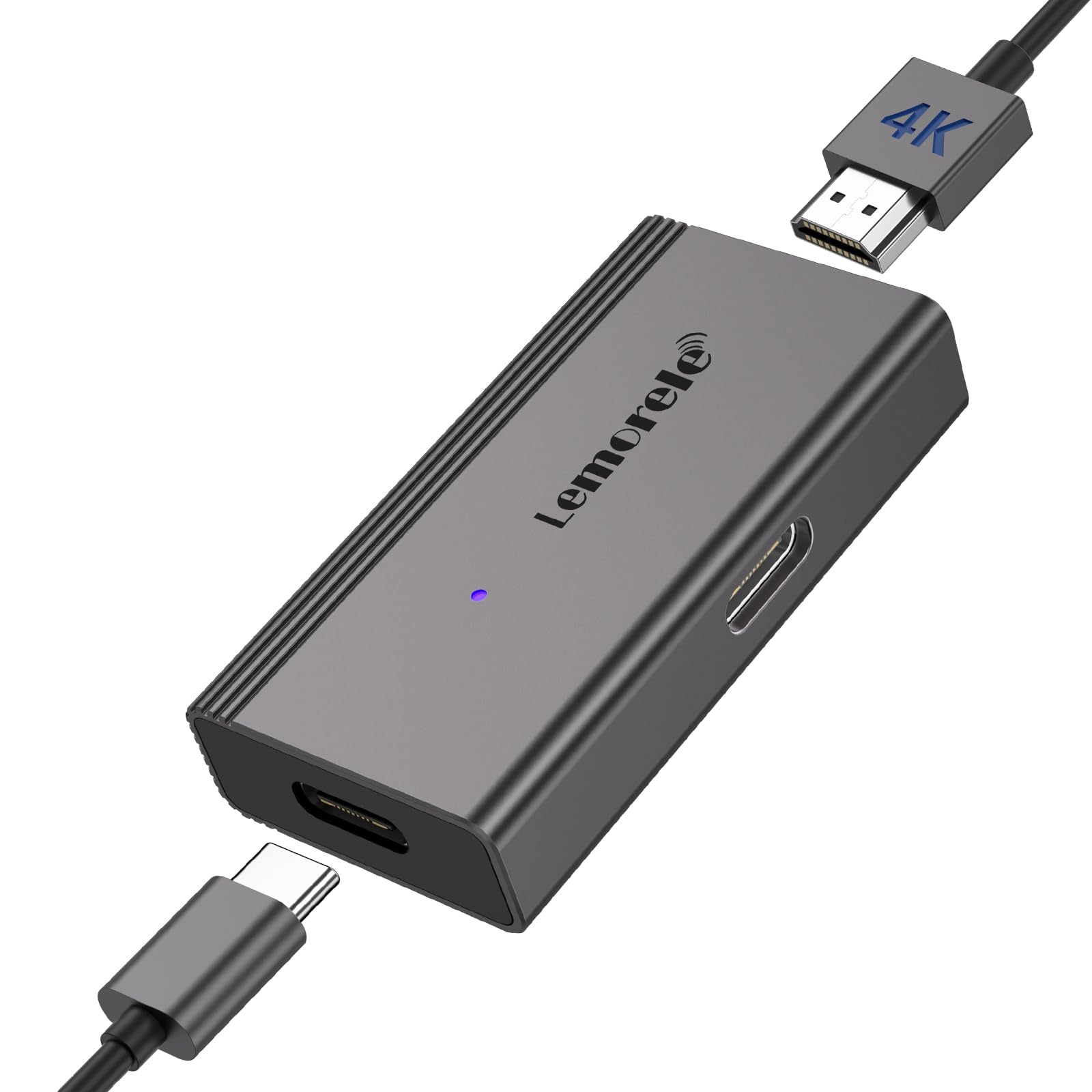 Lemorele HDMI to USB C Adapter, USB C to HDMI Adapter with 4K@60Hz Video, USB C Power Supply Port for Nreal Air, Rokid Air, Thunderbird AR, GRAWOOW, switch, steam deck, PS4, PS5, Xbox, display,etc