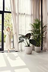 elho Vibes Fold Round 40 Large Plant Pot 100% Recycled Plastic White view 7
