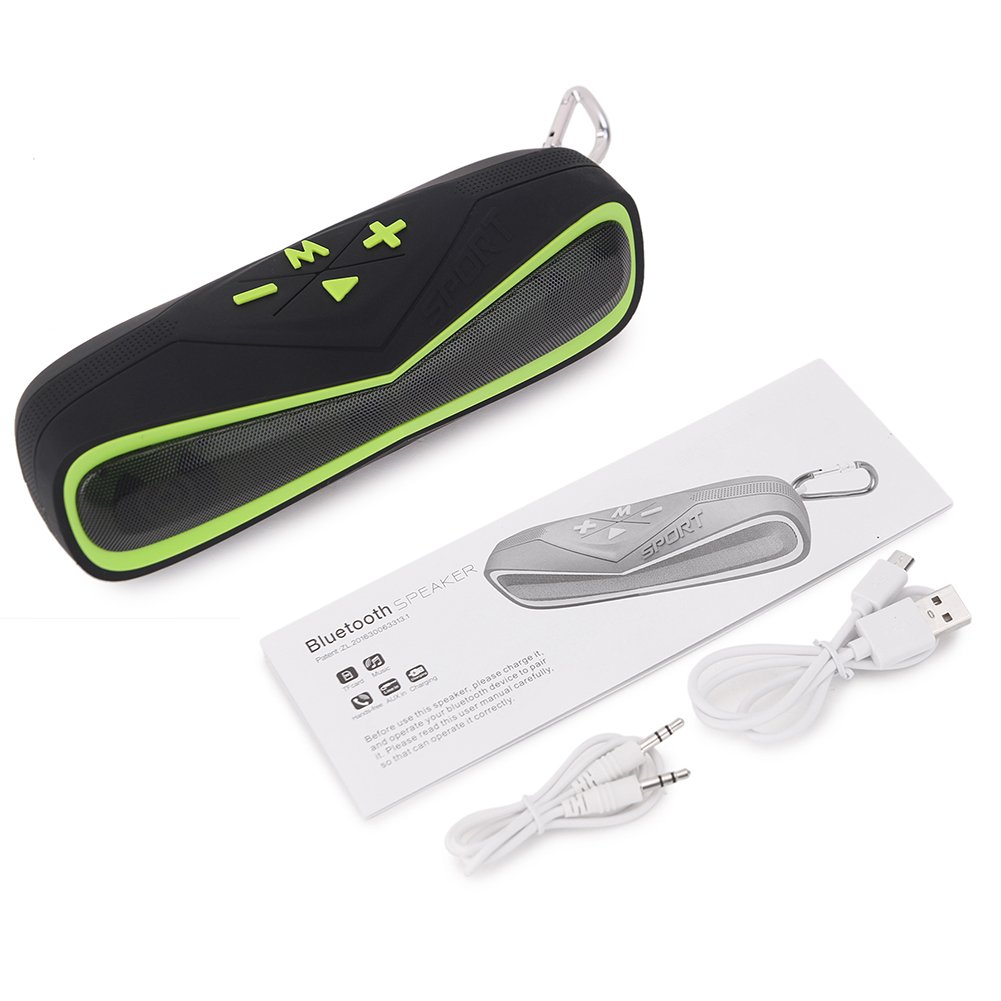 Awkli Waterproof Portable 4.0 Bluetooth,IPX5 Water Resistant With Handsfree Call,AUX Line,in Stereo,TF Card,HD Sound,Suitable For Iphone Ipad Android and More Bluetooth Device (Black and green)