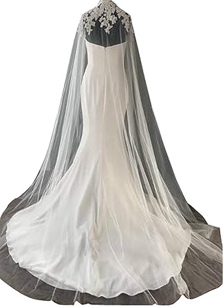 Kengtong 200cm Blanc Cape En Tulle Pour Robe De Mariage Ceremonie Sans Manche Blanche Avec Dentelle Ivoire 200cm Amazon Fr Vetements Et Accessoires