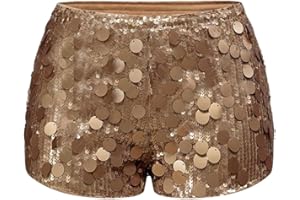 Floerns Women's Low Waist Sequin Mini Mirco Shorts Shiny Music Festival Party Club Hot Pants