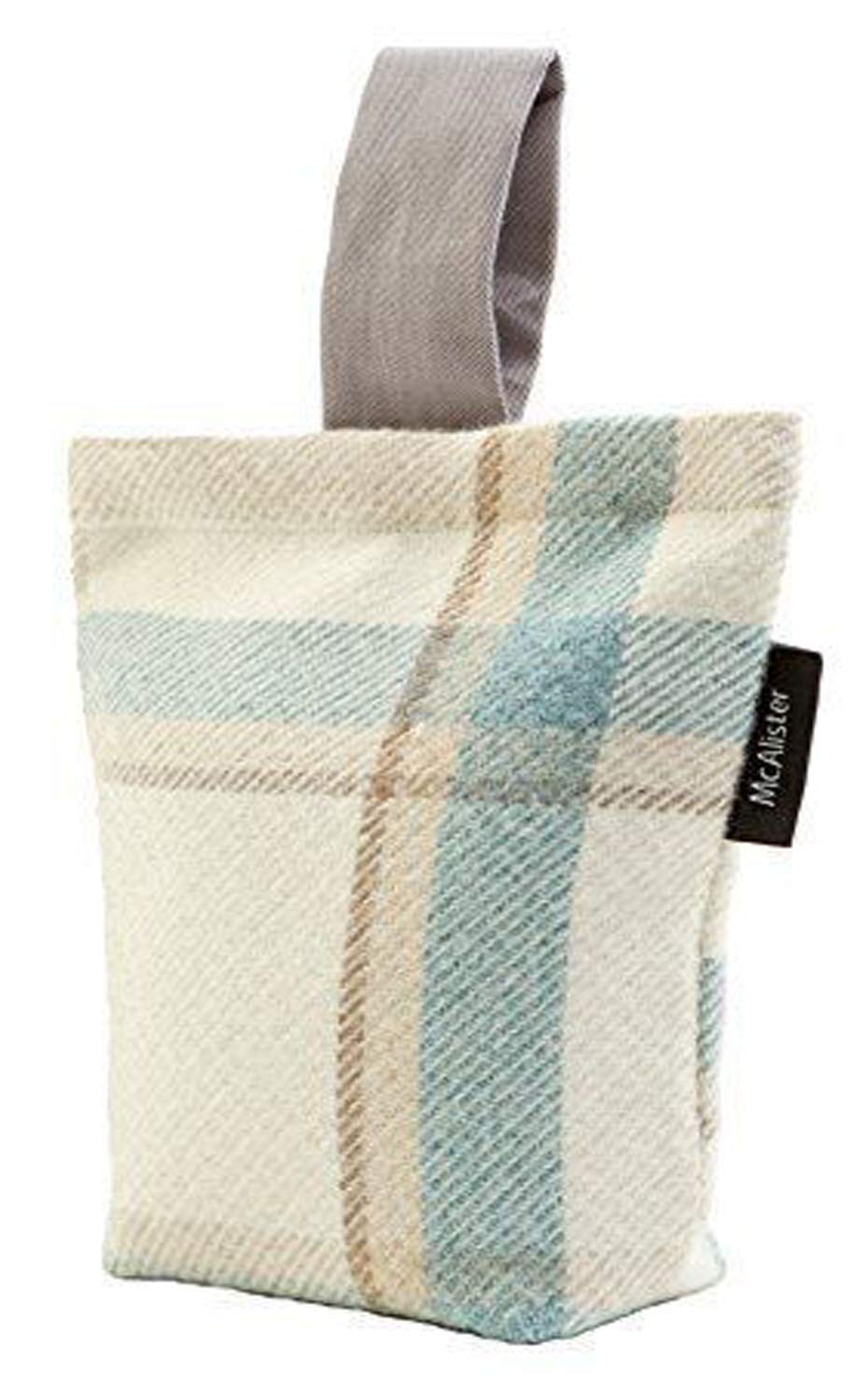 McAlister Textiles Heritage Duck Egg Blue Unfilled Fabric Door Stop,Tartan Plaid Patterned Decorative Doorstopper Novelty Gift Home Accessory 21x17cm (8x6.5 Inches)