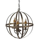 NEUTYPE Orb Chandelier 3-Lights Ceiling Pendant Chandelier Metal Hanging Fixture Oil Rubbed Bronze