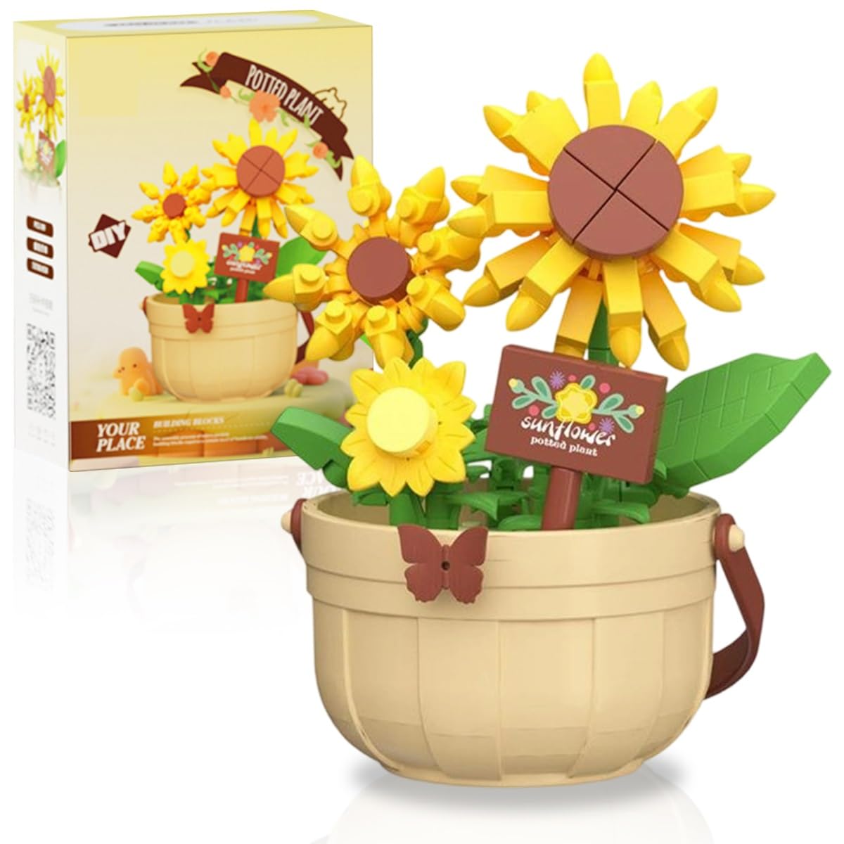 Botanicals Sunflowers, Sunflower Bouquet Building Blocks, Faux Sunflower Building Set, Gift for Home Decor/Mother's Day/Christmas/Valentine/Thanksgiving Birthday Gifts for 8+ Year Old Adults and Teen