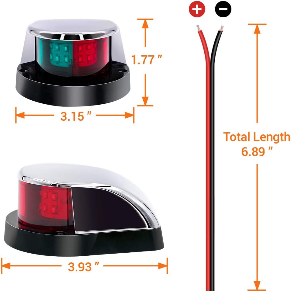 Obcursco Boat Navigation Light, Marine LED Navigation Light, Boat LED Bow Light. Ideal for Pontoon, Skiff, and Small Boat : Sports & Outdoors