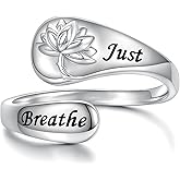 Zepmais Just Breathe Ring 925 Sterling Silver for Women-Adjustable Inspirational Jewelry Rings for Her