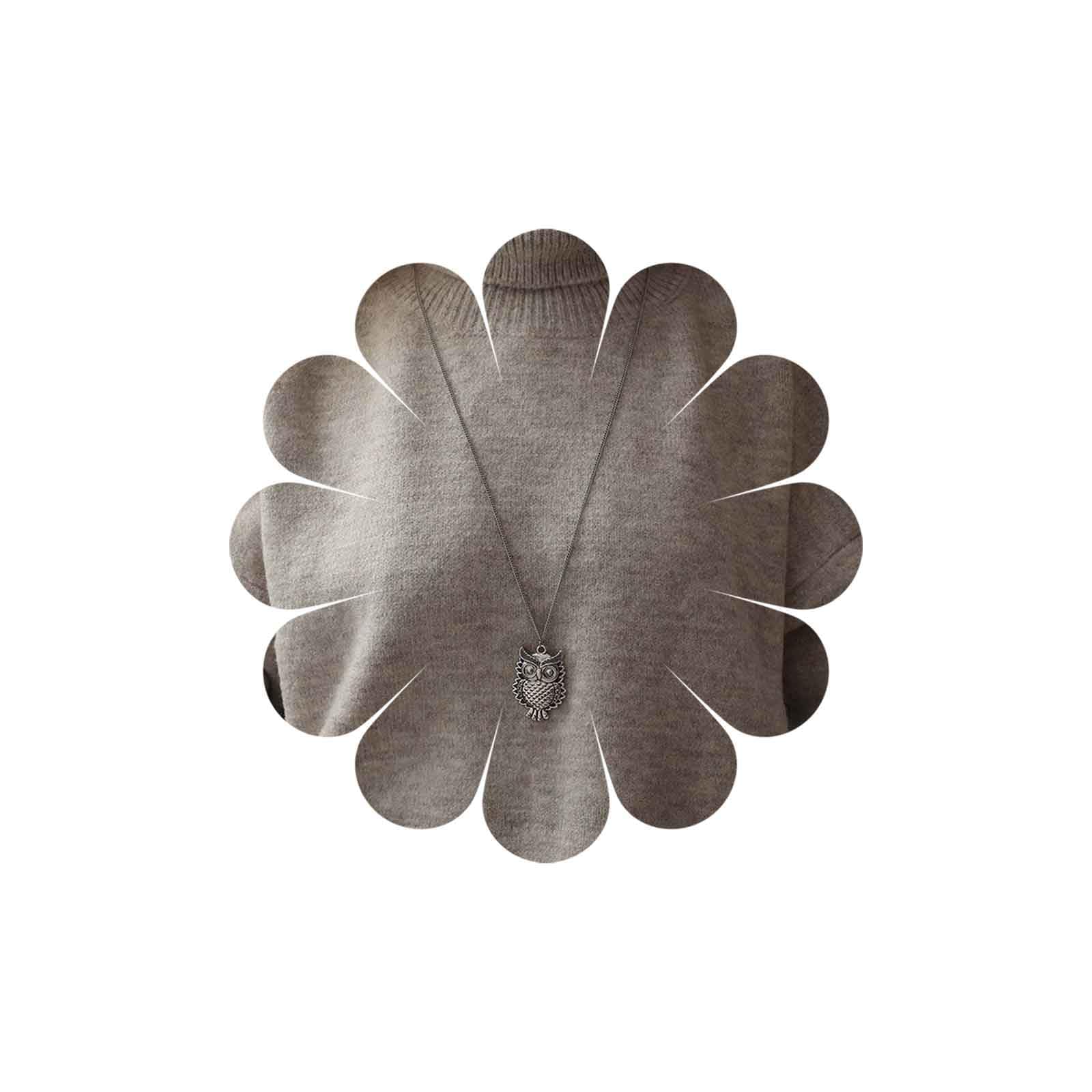 Sttiafay Vintage Hollow Owl Pendant Necklace Personalized Silver Long Chain Necklace Jewelry for Women