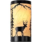 Sunnyin Wall Sconce Light,Deer Metal Yellow Parchment Farmhouse Wall Sconce,Rustic E26 Base Wall Mount Lamp,Matte Black Bedro