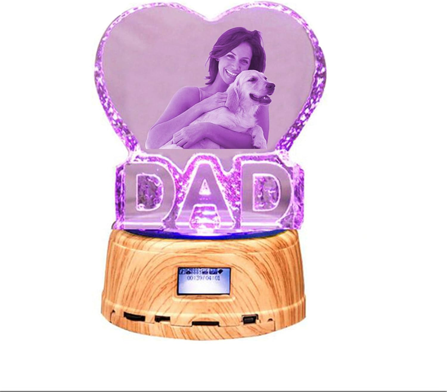 DAD Personalized Night Light Custom Photo Crystal Music Light Father's