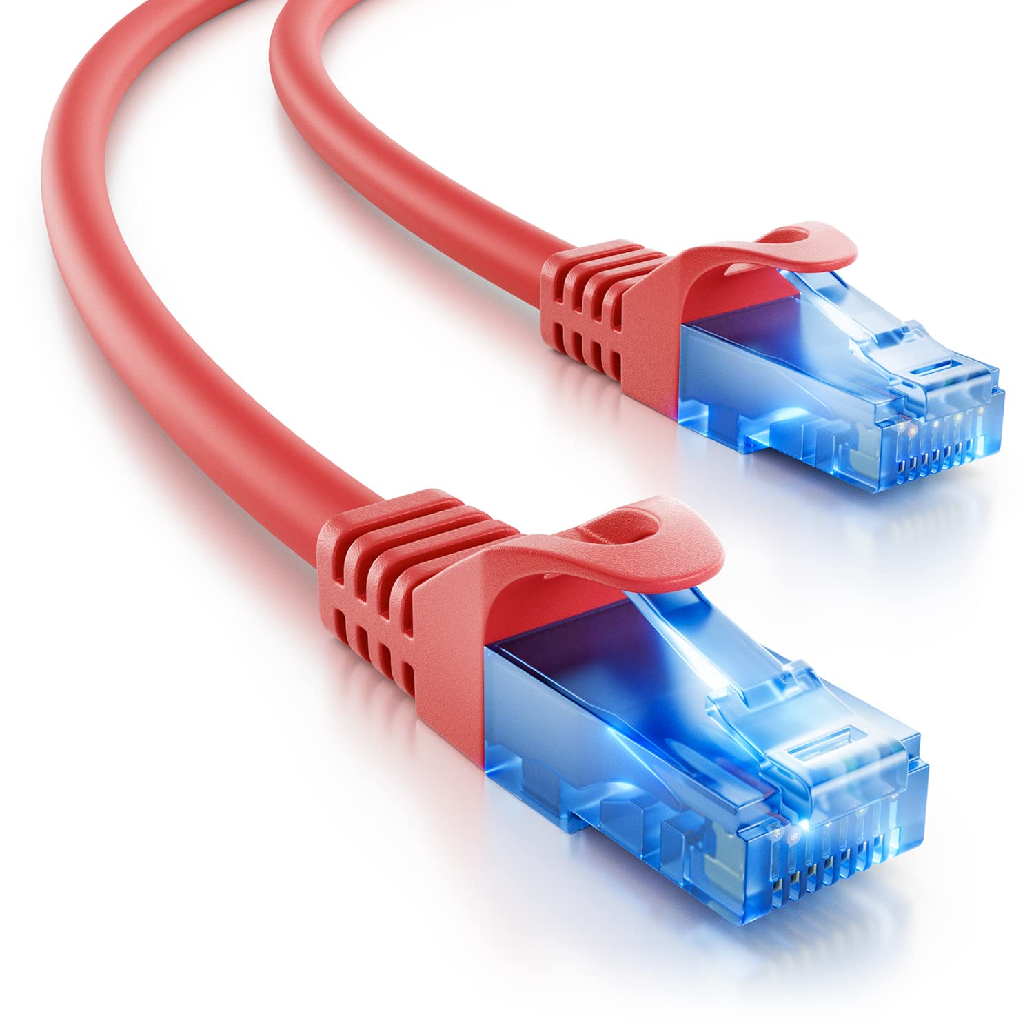 deleyCON 20m (65.62 ft.) CAT.6 Ethernet Gigabit LAN Network Cable RJ45 CAT6 Patch Cable Compatible to CAT.5 CAT.5e CAT.6a Cat.7 - Red