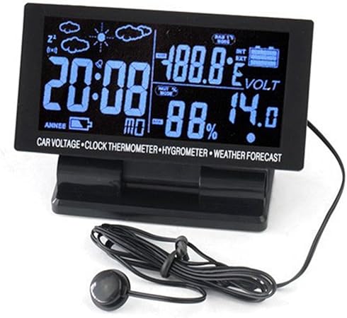 Amazon Vigorstreng 自動車多機能カーlcdデジタル時計電子電圧計温度計湿度計メーター天気予報 時計 コンパス 温度計 車 バイク