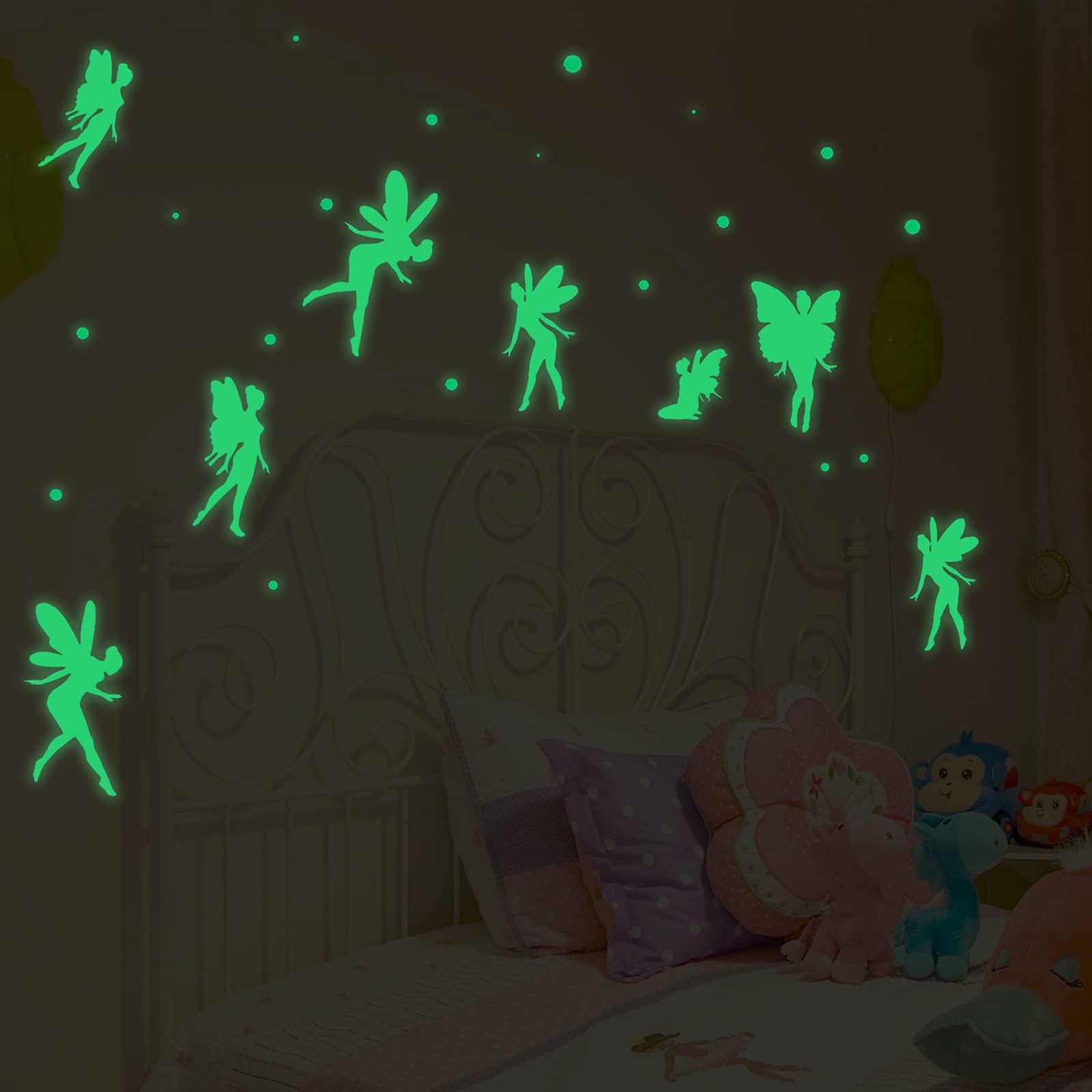 Nursery Butterfly Fairy Wall Decor,Dragonfly Fairy Wall Decal,Glow in The Dark Stickers for Bedroom Decor,Wall Stickers for Girls Room