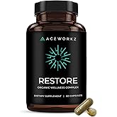 ACEWORKZ Restore - Sea Moss Complex Supplement – 12,000mg Organic Herbal Formula for Gut, Immune & Stress Support – with Ashwagandha, Black Seed Oil & BioPerine® for Enhanced Absorption (60 Capsules)