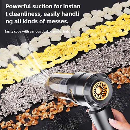 Aishini Handheld Cordless Vacuum, Car Vacuum Cleaner, 4-in-1 22000PA High Power Portable Rechargeable Vacuum Cleaner with Brushless Motor, Small Handheld Vacuum & Air Blower & Pump - Black