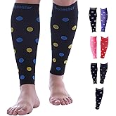 Doc Miller Calf Compression Sleeve for Women & Men, Footless 20-30mmHg Support for Shin Splints, Varicose Veins, Nurses, Running, Leg Pain Relief, Polka Dots, 1 Pair