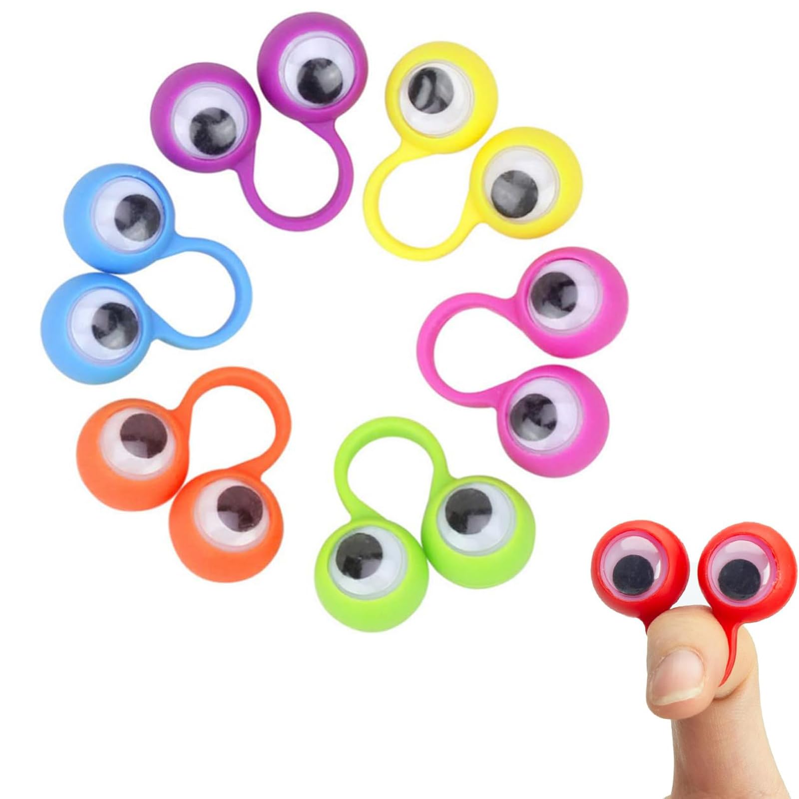 Beavorty Googly Eye Finger Puppet Ring Educational Toy for Kids Creative Finger Game Party Favor 1.4 Inch Lightweight Movement Ring