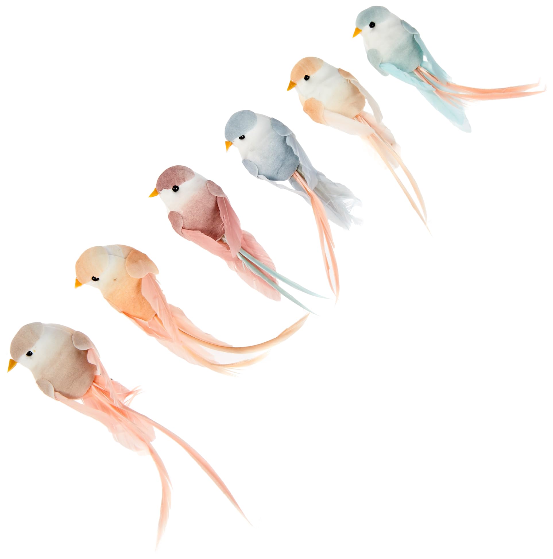 Artemio 13001064 Decorative Birds – Set of 6, Pastel Colours, 10 cm