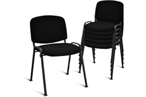 HAPPYGRILL Waiting Room Chairs, Stackable Conference Chairs with Metal Frame, Padded Cushion, Ergonomic Design, Guest Reception Chairs Set for Office, Reception Room, Conference Room, Events (5-Pack)
