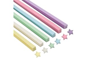 Roucerlin 1080 Sheets Folding Paper Strips, 6 Solid Colors Double Sided Pastel Decoration Origami Star Paper for Stress Relie