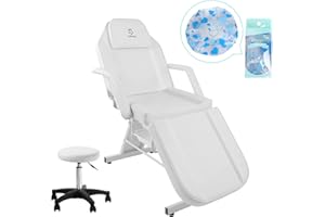 LUXMARS Facial Chair, Tattoo Chair Massage Bed with Hydraulic Stool for Professional Massage Facial Lash Beauty Spa, White