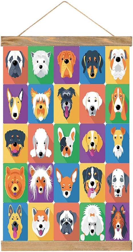 Amazon 人気 タペストリー 犬の恋人の装飾 犬の品種のプロファイルペットシェパードテリアラブラドール国内の動物イラスト 飾り用 壁画 装飾用品 ズック製 高級 33 X 52 Cm パープルグリーン アートフレーム ポスター オンライン通販