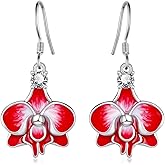 Flower Earrings 925 Sterling Silver Floral Dangle Earrings Flower Jewelry Gift for Women