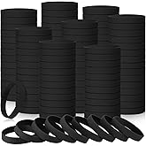 Liliful 50 Pcs Plain Silicone Rubber Bracelets Elastic Rubber Wristbands Blank Colored Bracelet Sports Bands for Stretch Wristband Wrist Bands for Women Men Party Gifts(Black)