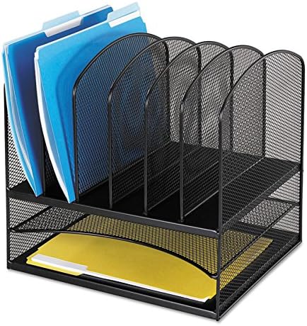 Mesh Desk Organizer, Eight Sections, Steel, 13 1/2 x 11 3/8 x 13, Black