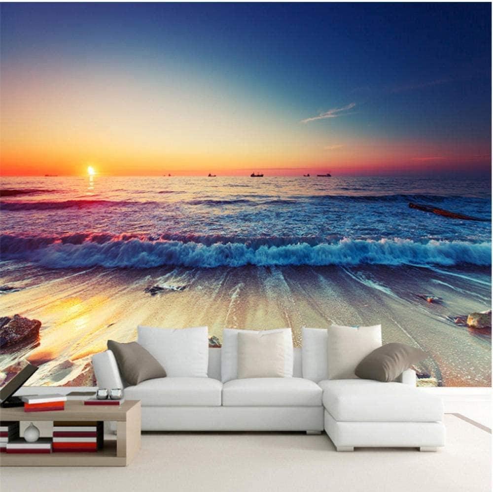 Clhhsy Peelable 3D Mural Photo Wallpaper 3D Seaside Beach