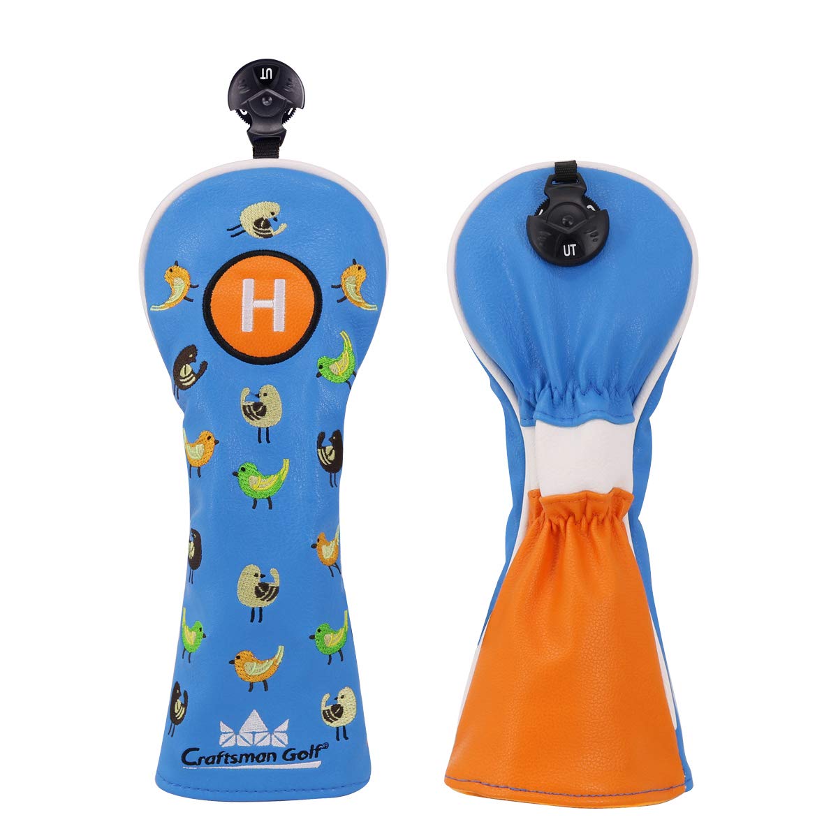 Craftsman Golf Birdie Birds Blue Driver Fairway Wood Hybrid Mallet Blade Putter Cover Headcover (H Hybrid Cover)