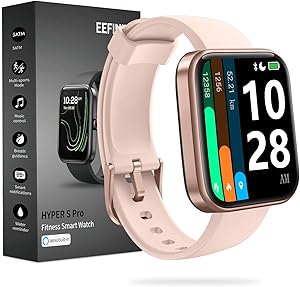 EEFINITE Smart Watch for Android iOS Phones, Alexa Built-in, 24/7 Heart Rate, Fitness Smartwatch with SpO2 Stress Sleep Measurement, 5ATM Waterproof Swim Tracker Watch for Women Men, Pink