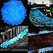 fdjiti home 300 Pcs Glow in The Dark Stones Luminous Pebbles Indoor Outdoor Deco Walkways | Halloween Xmas Party Decor Gardens Paths Yards Lawns Aquariums Plants House Christmas Parties | Bright Blue