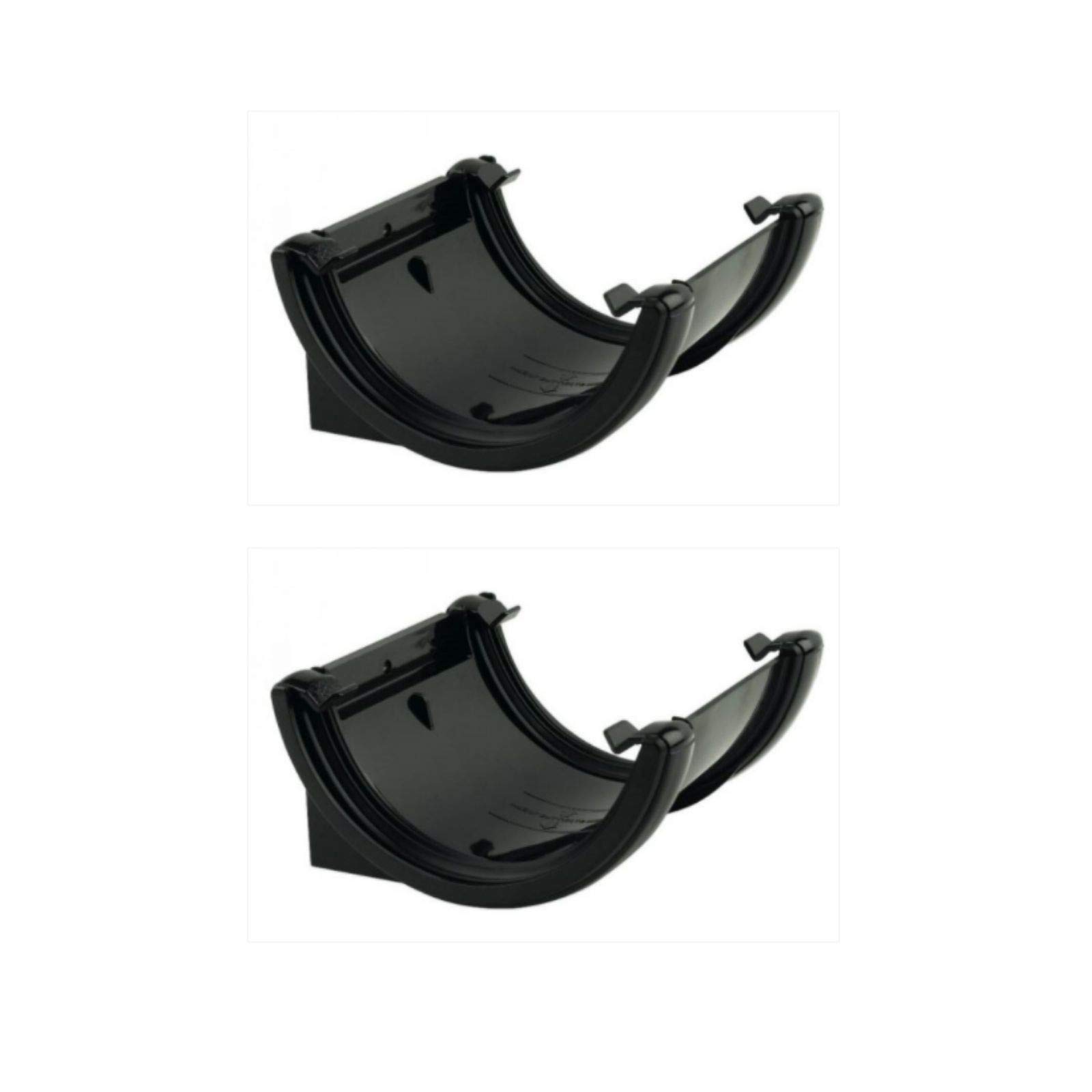 FLOPLAST 112mm Half Round Fascia Gutter Union Bracket - Black - Pack of 2