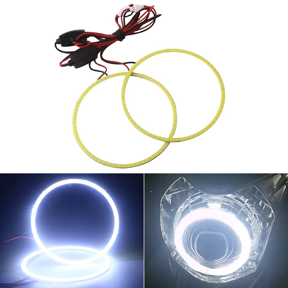Qasim 100MM 72SMD COB LED Angel Eyes Headlight Halo Ring Warning Lights 12V 24V DC White(Pack of 2PCS)