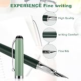 Cobee Metal Fountain Pen 0.5mm Fine Nib with 10 Black Cartridges Green view 5