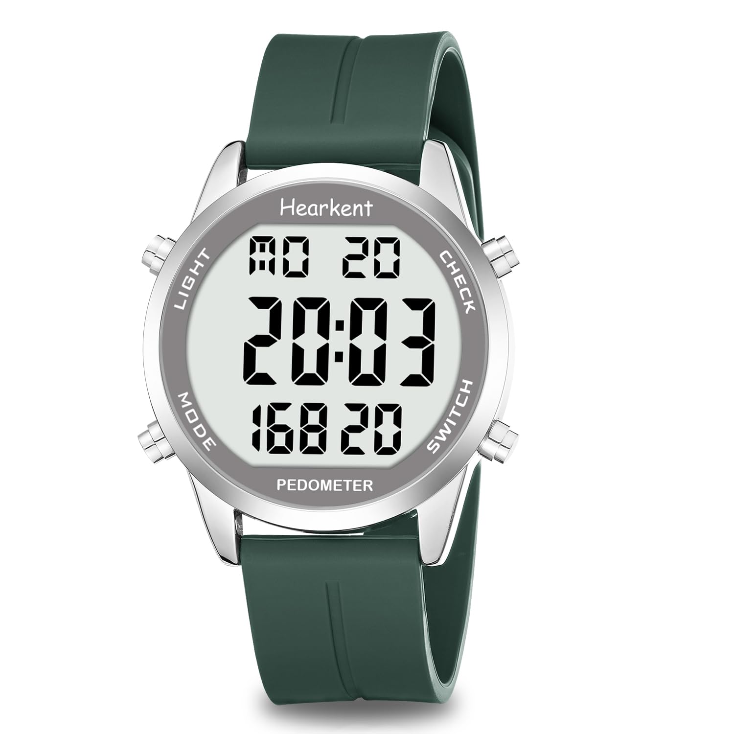 Hearkent Pedometer Watch for Walking for Senior Non Bluetooth No App Required with Steps Calories Counter and LCD Large Numbers(Green)