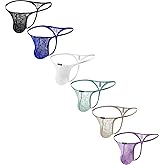 iKingsky Men's Lace See Throught G-String Underwear Sexy Low Rise Pouch Y-back Thong Underpanties