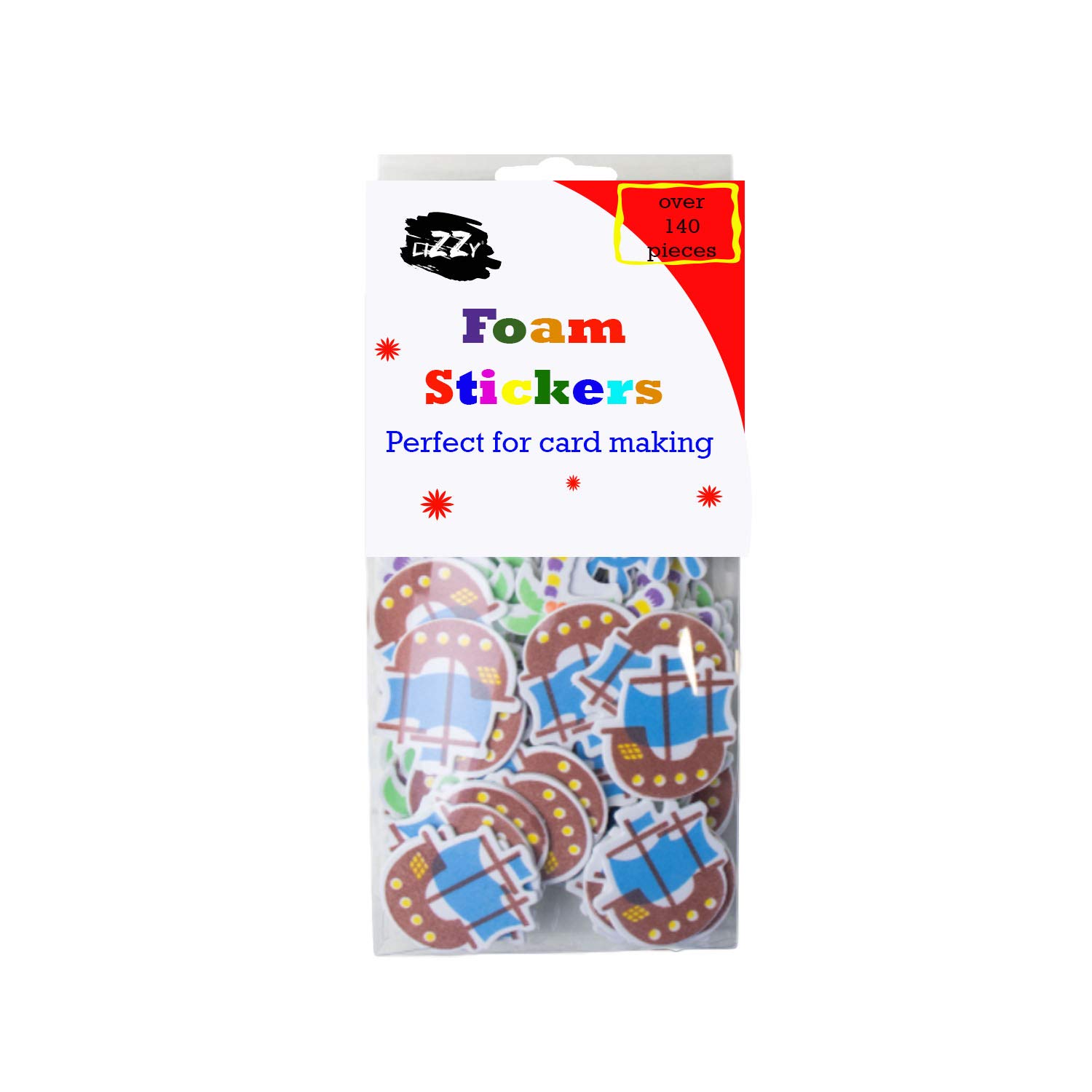 Lizzy Foam Craft Stickers | Over 140 Foam Stickers per Pack | Self-Adhesive Backing | for Arts and Craft Applications Including Card Making (Pirates)