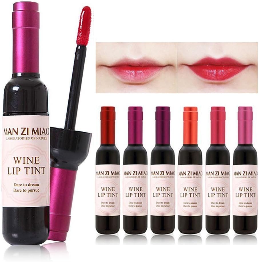 6 Colors Wine Liquid Lipstick, Lady Long Lasting Make Up Gloss Matte Lip Tint Wine Bottle Cover, Matte Lip Gloss Set-6PCS/Kit
