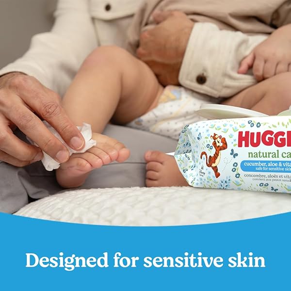 HUGGIES NATURAL CARE CUCUMBER, ALOE AND VITAMIN E BABY WIPES, HYPOALLERGENIC, SCENTED, 1 FLIP-TOP PACK (56 WIPES TOTAL), PACKAGING MAY VARY
