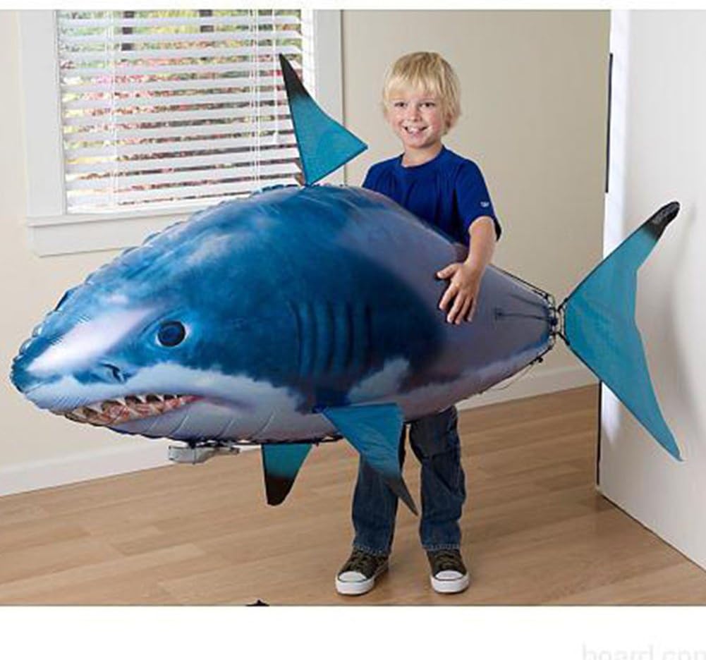 Lanlan Air Swimmers Large Remote Control Flying Shark for kids Children DIY Plastic Inflatable Balloon Toy as Christmas Gift Blue