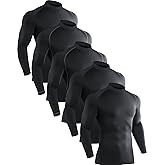 5 Pack Men's Thermal Turtle Mock Neck Shirts Long Sleeve Compression Fleece Lined Shirts Undershirt Base Layer Tops