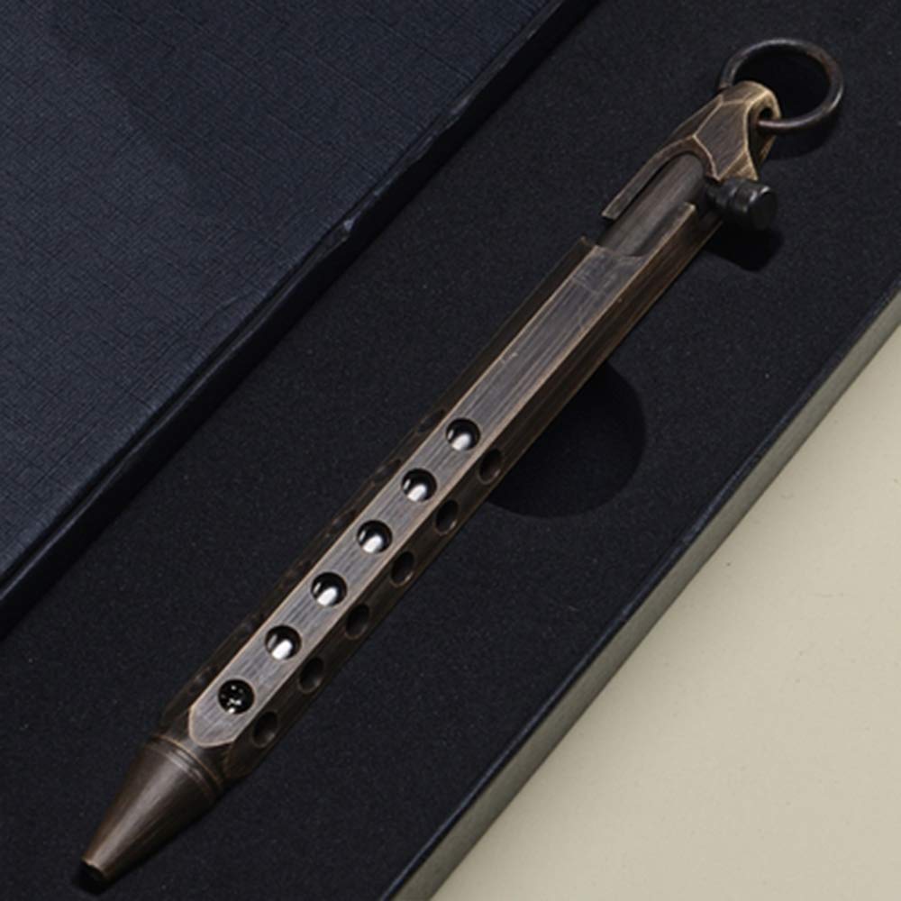 0.5 mm Brass Signature Pen, Retro Style Non-Slip Ballpoint Pen Portable Delicate Vintage Ballpoint Pen Executive Pens for Business Signature and Collection (Vintage Black)