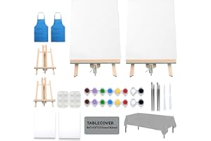 VALLSIP 2 Pack Paint and Sip Canvas Painting Kit Blank Canvas for Painting for Adults Stretched Canvas Couples Games Date Night Paint Party Anniversary Valentines Day