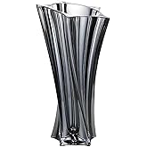 Crystal Glass Vase – Heavy Crystal Vase for Flowers with Weighted Bottom, Thick Durable Decorative Vases for Modern Home Decor, 9.8″ 3.5lb Clear Centerpiece (Smoke Gray)