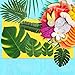 ONESING 70 Pcs 6 Kinds Artificial Palm Leaves Decorations Tropical Leaves Decor Supplies Faux Leaves Stems Simulation Safari Leaves for Hawaiian Luau Party Jungle Beach Theme Party Table